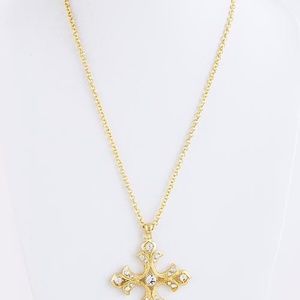 Gold Crystal Cross Necklace